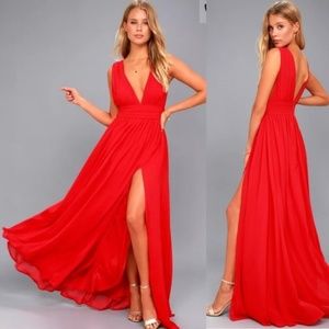 Lulu's Heavenly Hues Maxi Prom Dress Red XS